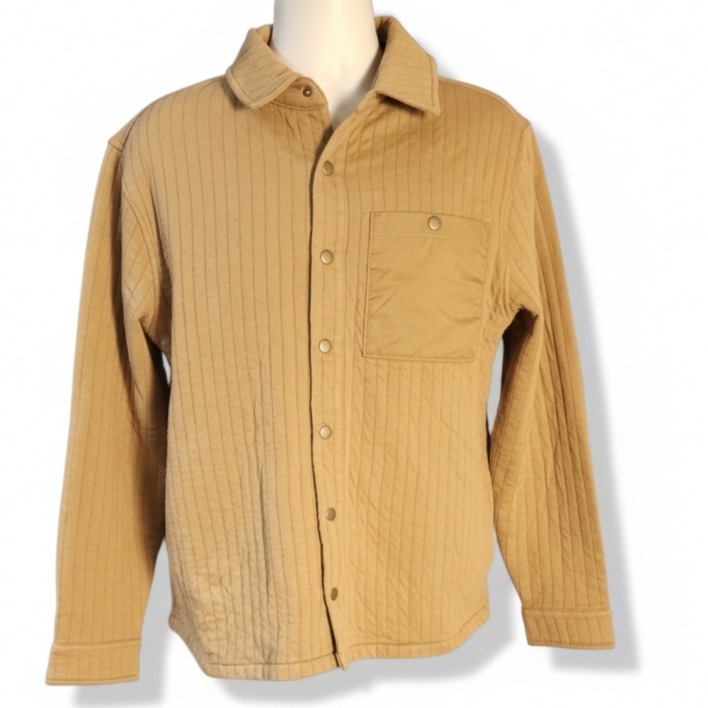 Goodfellow & Co Men's Medium Quilted Shacket Jacket Camel Beige Button Front NWT